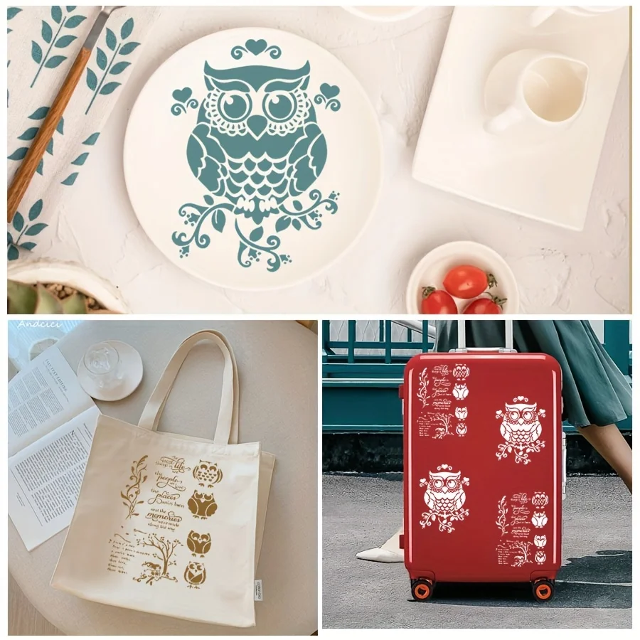 1 قطعة-استنسل البومة الرائع |   لوحة يدوية/جدار/قماش/أثاث يدوية الصنع |   قابلة لإعادة الاستخدام والإبداعية