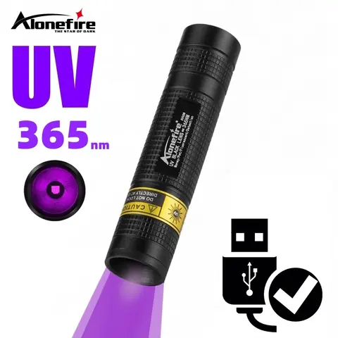 365nm Mini UV Led lampe de poche à lumière noire Usb lampe à ongles Rechargeable marqueur de fuite de taches d'animaux minerai argent Scorpion lumières de détection