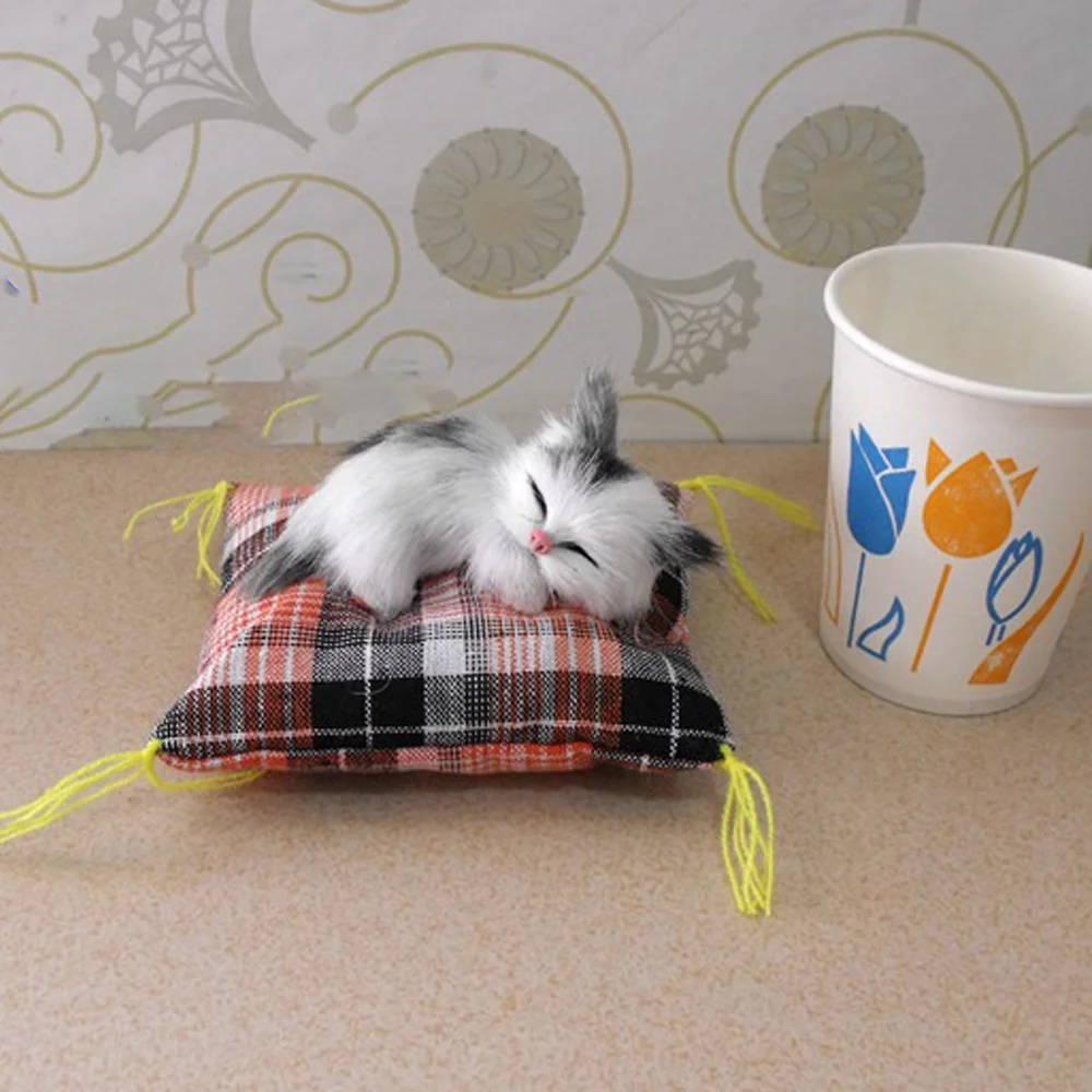 人工毛皮シミュレーション横たわっている猫人形ソフトシルキーミニ睡眠猫装飾品 6 種類布パッドぬいぐるみ猫