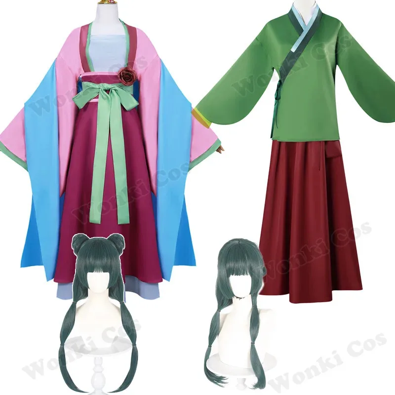

Apothecary Diaries Maomao Cosplay Costume Wig Garden Party Dress Green Suits for Women Outfits Role Play