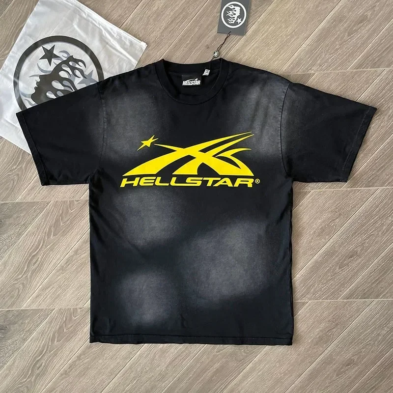 

24ss Hell Star Tee Men Women 1:1 Best Quality Black Washed Casual T Shirts