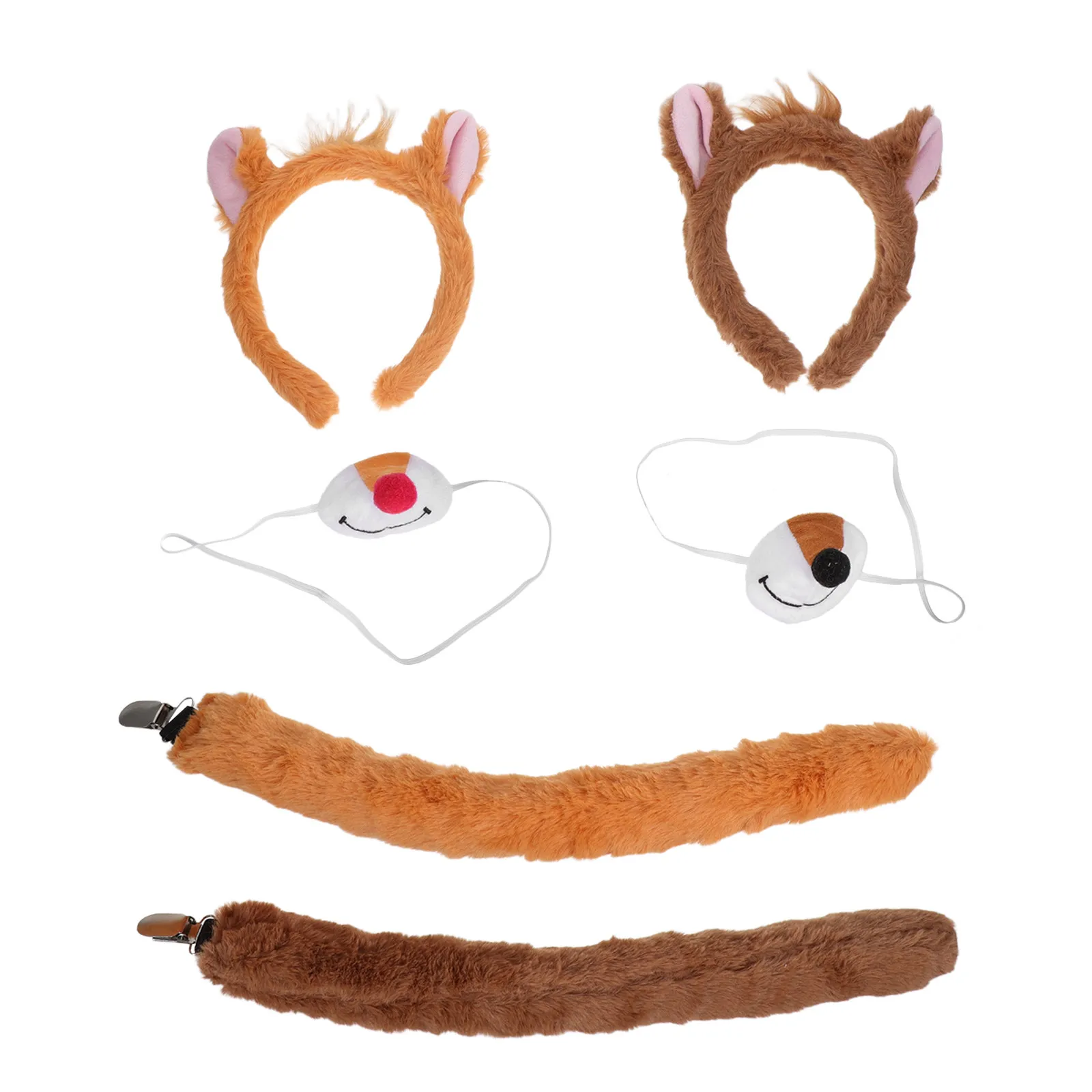 2Sets Chipmunks Costume Set for Toddlers Girls Boys Soft Comfortable Animal Ears Tail Headband Halloween School Play Dress Up