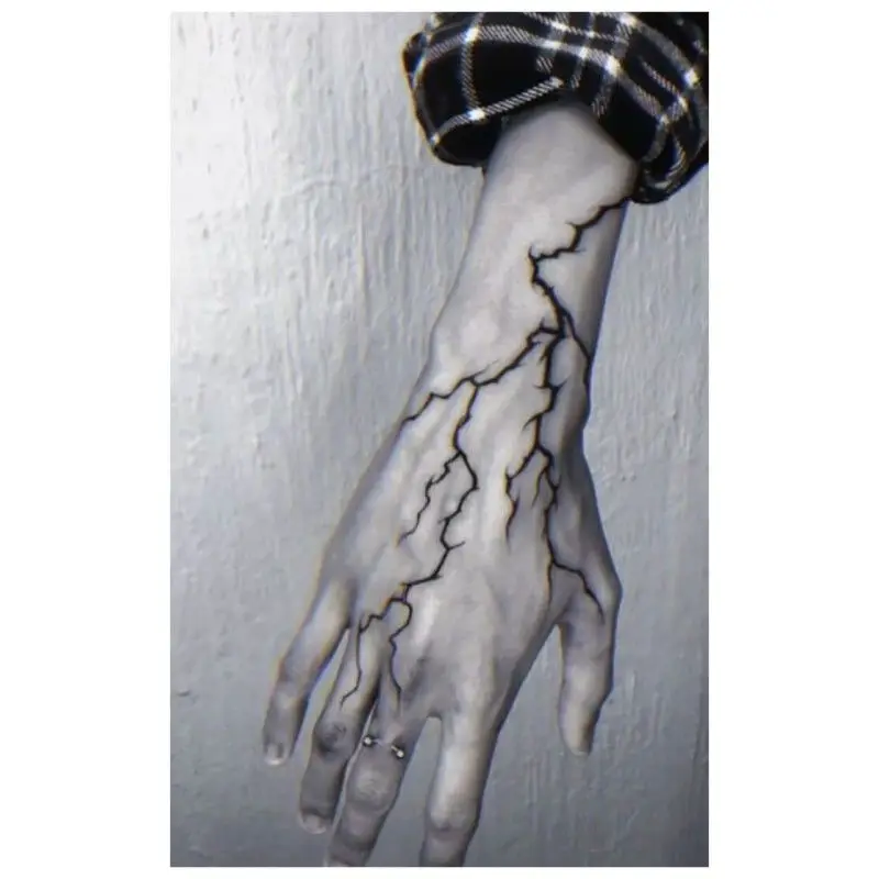 Lightning Crack Tattoo tatuaggi finti duraturi per donna uomo Goth Arm Wrist tatuaggi temporanei a base di erbe adesivi per tatuaggi impermeabili