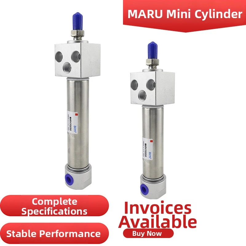 MARF Square Head Mini Pneumatic Air Cylinder Stainless Steel MARU20 MARU25 MARU32 Stroke 25 30 50 75 100 125mm Double Acting