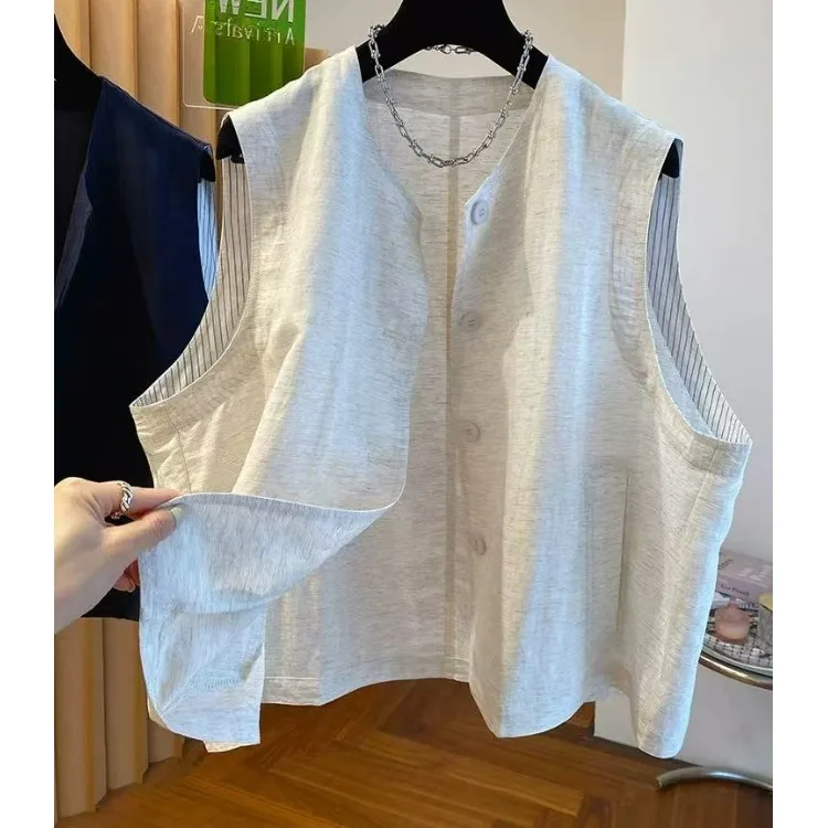 

Модный свободный женский жилет 2026 года, новинка, тонкий, универсальный, из полиэстера, стандартной длины, на одной пуговице