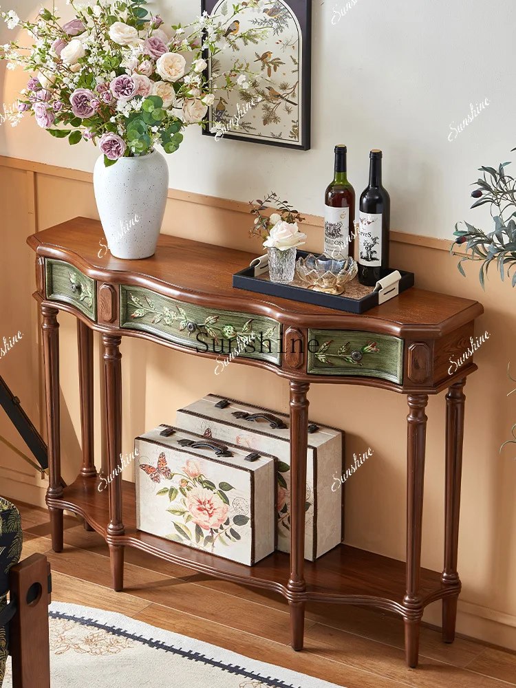 American rural retro painted edge few living room entrance retro old three bucket cabinet