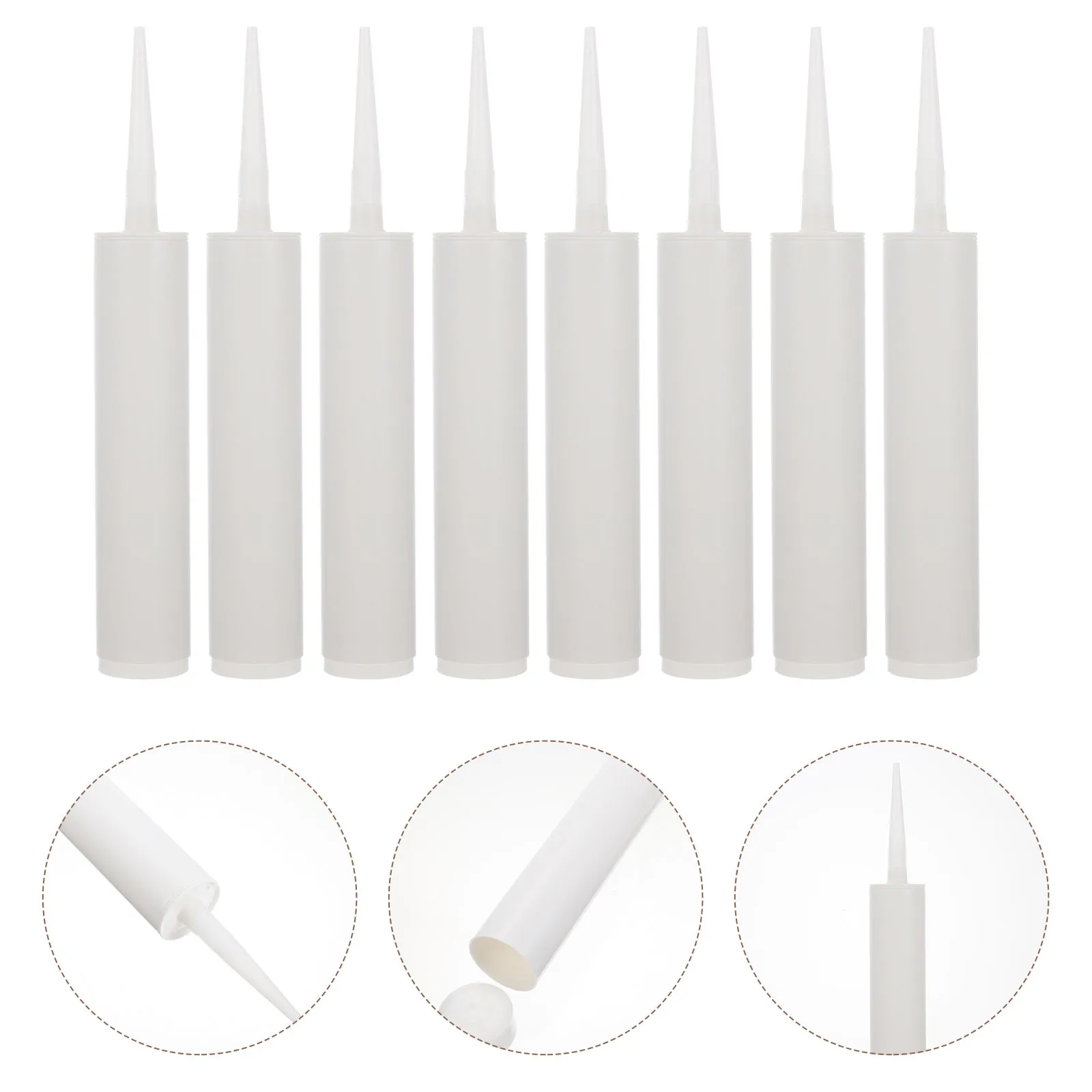 

8 set 300ml Glass Glue Empty Tubes for Caulking Glass Glue Empty Tube Gun Durable Reusable Sealant Container Plastic