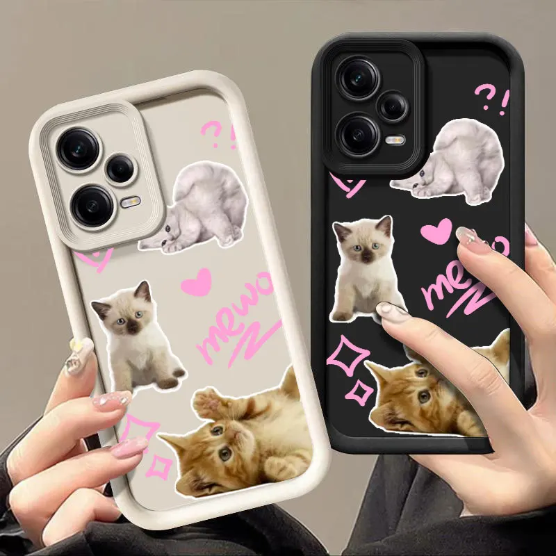 Cute Cat  Fashine Phone Case For Xiaomi 11 LITE NE 12T 14 5G POCO C61 F3 GT F4 F5 X3 X4 X5 M3 M6 Shockproof Soft Cover Coque