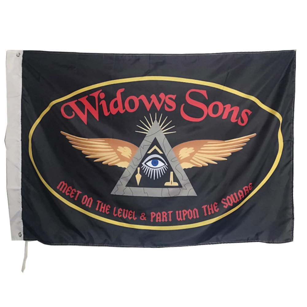 Widows Sons Masons Union Masonic Flag  Polyester Shaft Cover Brass Grommets Design Outdoor Advertising Banner Decoration Party