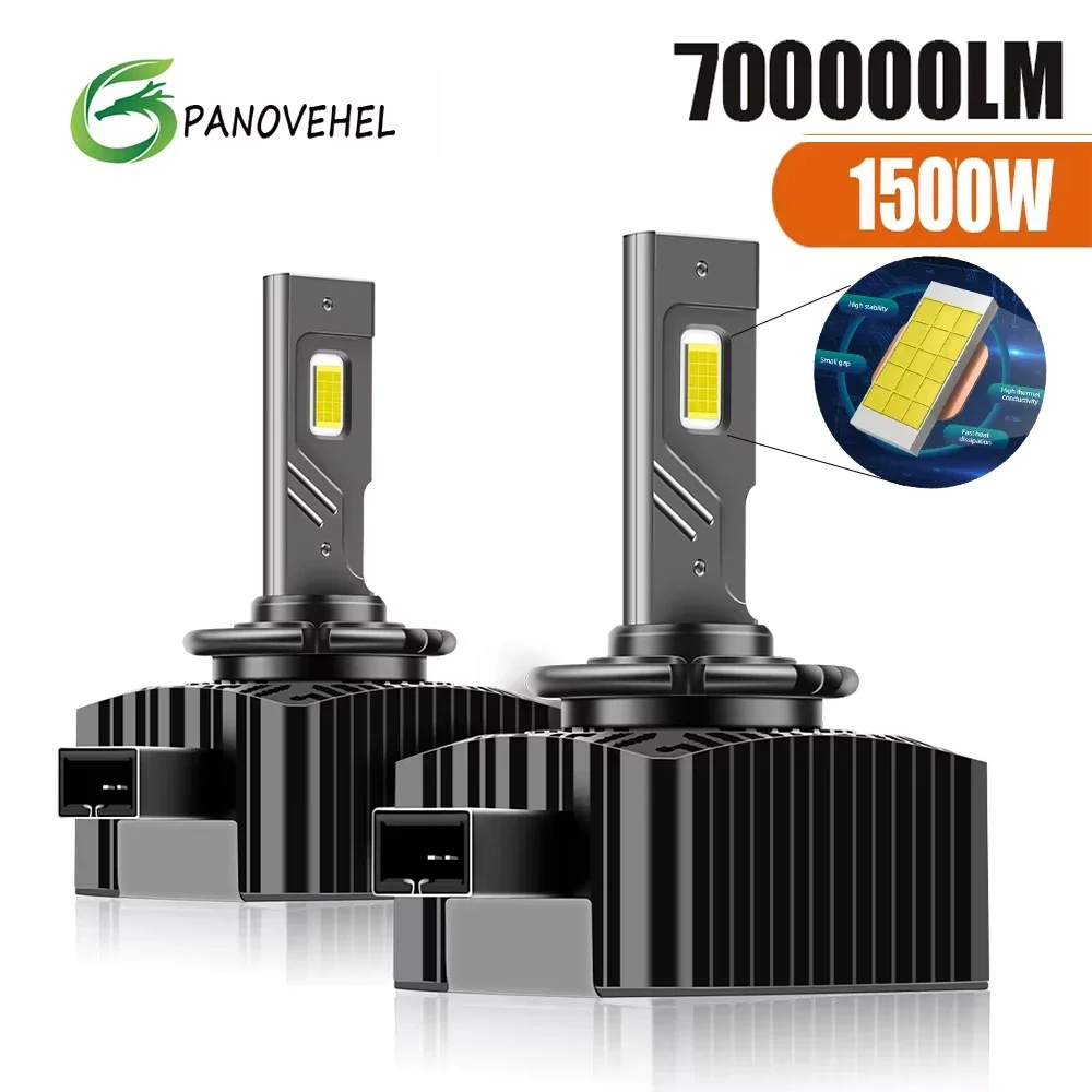 PANOVEHEL LED Headlights Canbus 700000LM 1500W HID D1S D2S D4S D5S D1R D2R D3S D3R Turbo LED Two-sided CSP Chip 6000K Plug&Play