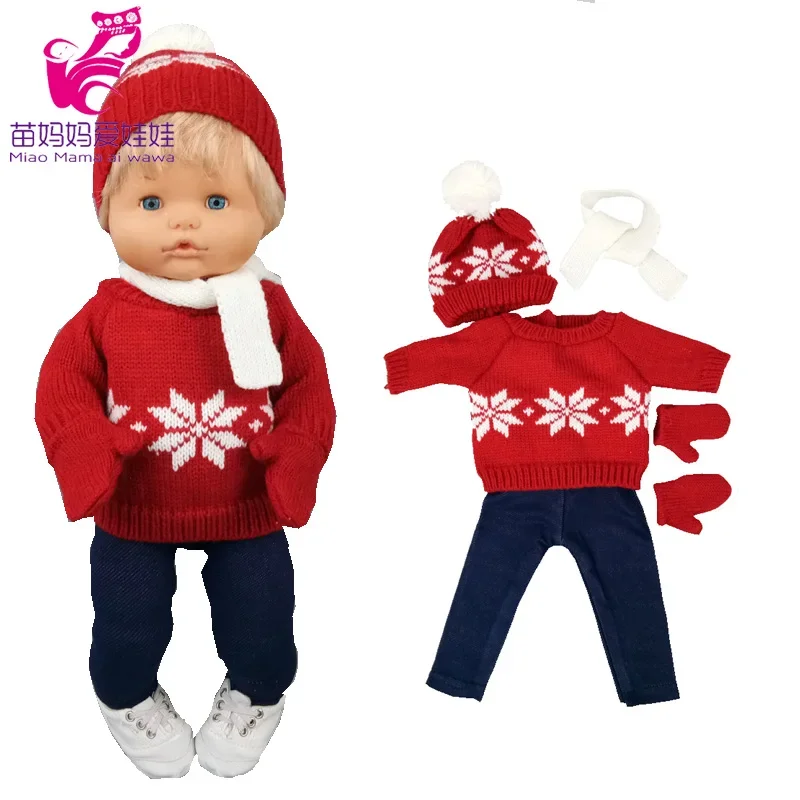 Nenuco roupas de boneca do bebê camisola chapéu cachecol ropa y su hermanita 40cm bebê boneca outwear inverno quente conjunto