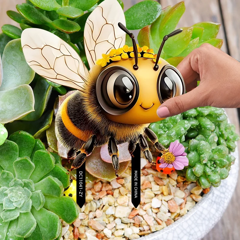 Cartoon Garden Potted Plant Spring Bee Decorative PVC Insert Festive Atmosphere Decorative Bee Ground Insert