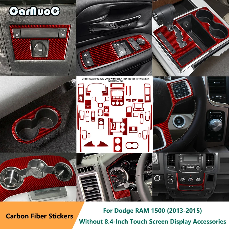 Car Interior Carbon Fiber red Sticker For Dodge RAM 1500 2013 2014 2015 Without 8.4-Inch Touch Screen Display Accessories