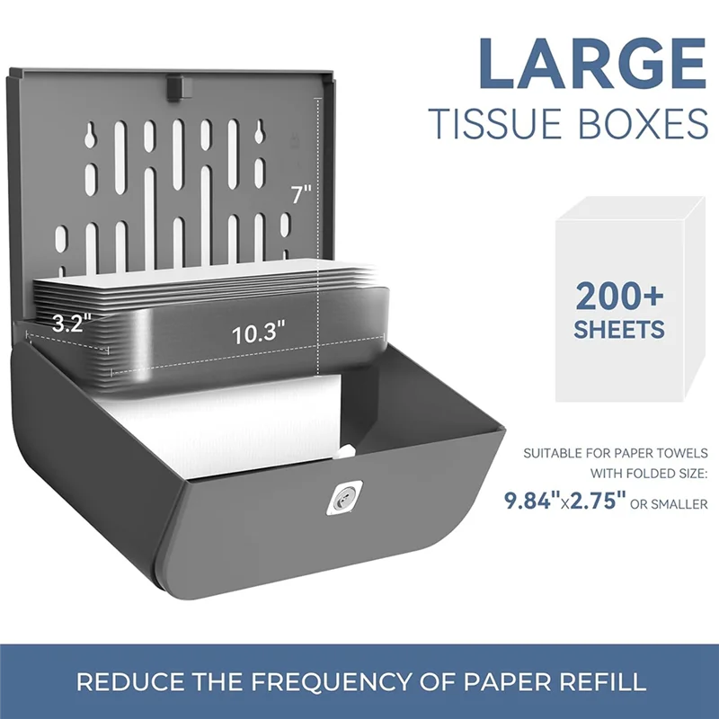 ABJY-موزع المناشف الورقية على الحائط، موزع المناشف الورقية متعدد الطي للحمام باللون الرمادي