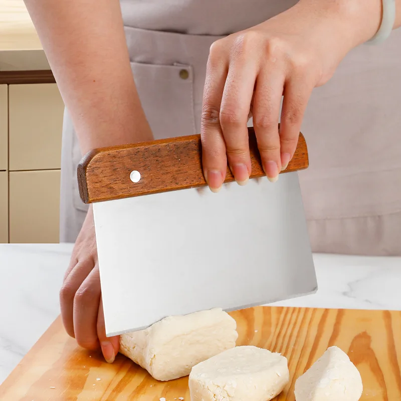 Stainless Steel Wooden handle Dough Cutting Knife Baking Cake cream Scraper Cooking Dough Baking Accessories Pastry Cutters