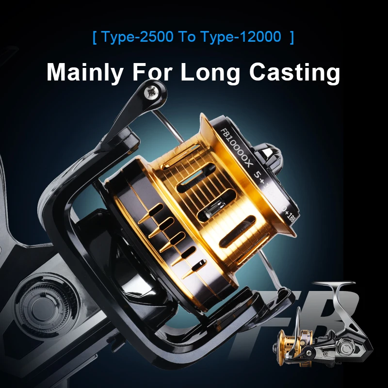 HISTAR Anti Saltwater FB 2500 To 12000 Size Long Casting 5.1:1 10kg To 15kg Drag Power Metal Spool Spinning Fishing Reel