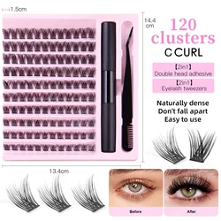 DIY Lash Extension Kit Individual Eyelash Extension Kit D Curl Cluster Lashes Individual Eyelashes with Lash Bond and Seal Lash