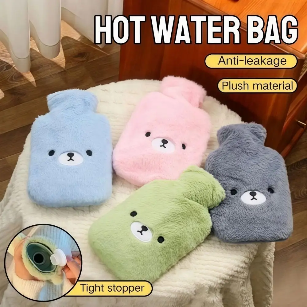 

500ml Hot Water Bag with Cover Cartoon Design Warm Water Bag Water Injection Style Soft Hand Feet Warmer Bag