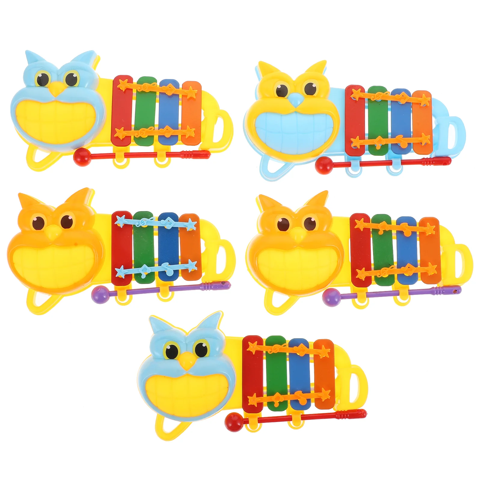 5 Pcs Hand Percussion Toy Enlightment Plaything Portable Cartoon Owl Design Toys Colored Kids Knocking Musial Piano Child