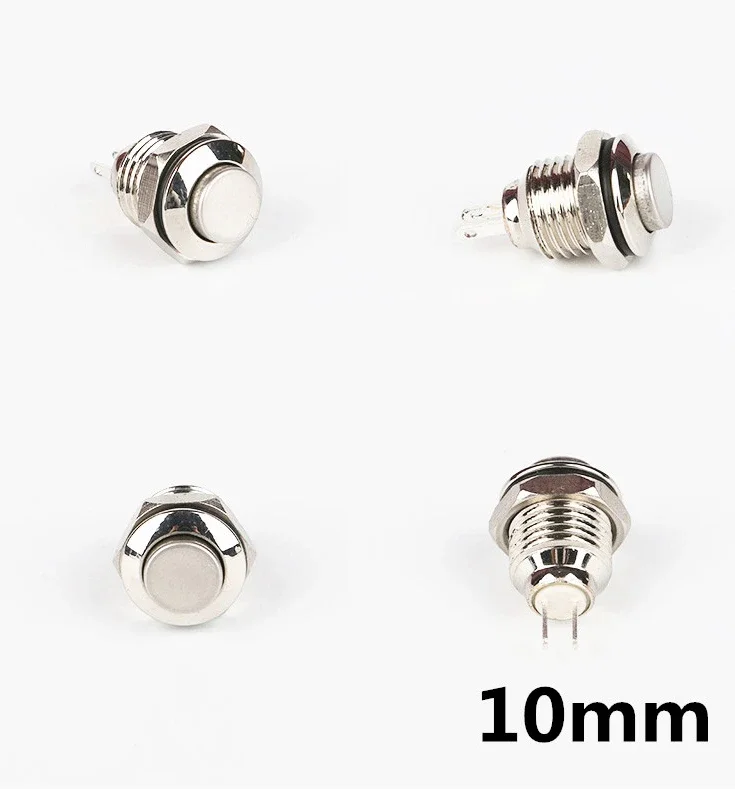 1szt 10MM 2pin Otwór w panelu Metalowy przełącznik przyciskowy Zatrzaskowy przycisk zasilania Wysoka głowica Samoblokujący / resetowanie Lutowanie IP67 1NO