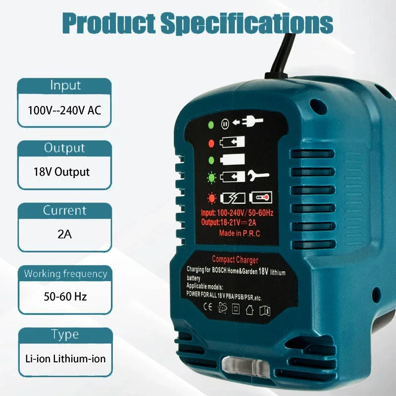 Imagem -02 - Bateria Li-ion Portátil Mini Carregador de Carro Compacto para Bosch Casa e Jardim 12v 24v 100240v Pba Psb Psr Bateria de Lítio