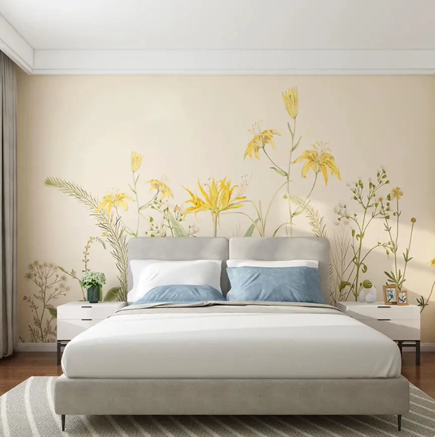 

Custom mural wallpaper flower leaf mural plant art wallpaper living room TV background small floral print 3d wallpaper