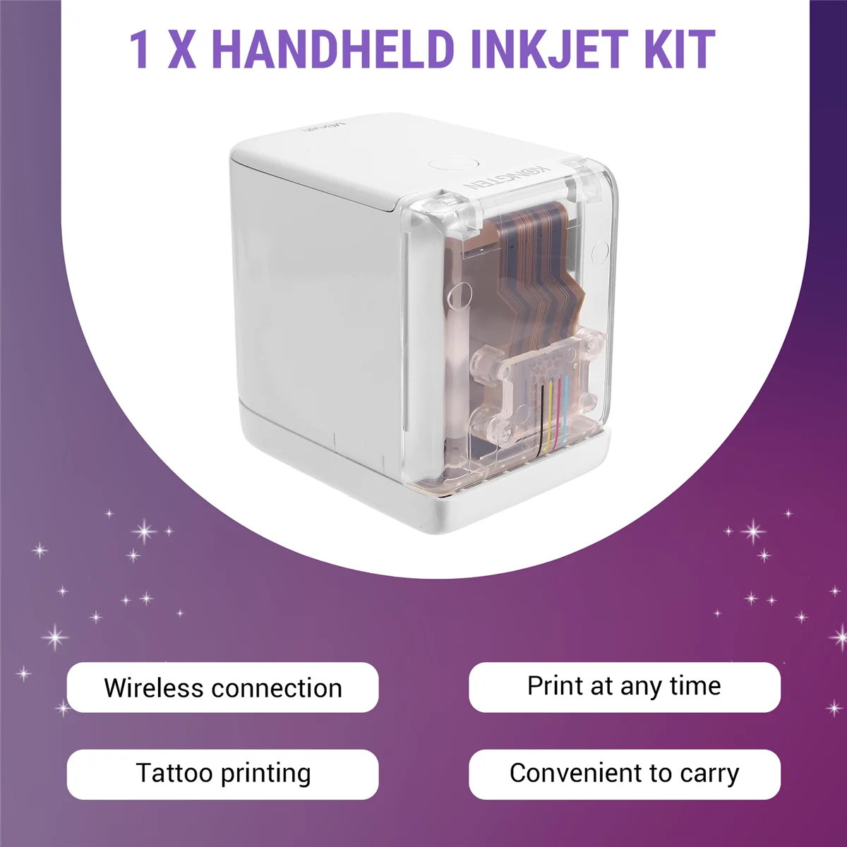 새로운 KONGTEN 미니 열 휴대용 휴대용 프린터 잉크젯 식품 프린터 가정용 컬러 잉크젯 로고 프린터