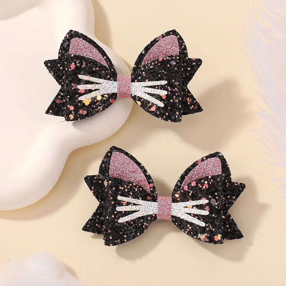2 Teile/satz Gold Katze Ohr Haar Clips für Baby Mädchen Glitter Cartoon Tier Haarnadel Barrettes Schöne Headwear Haar Zubehör – Detail 6