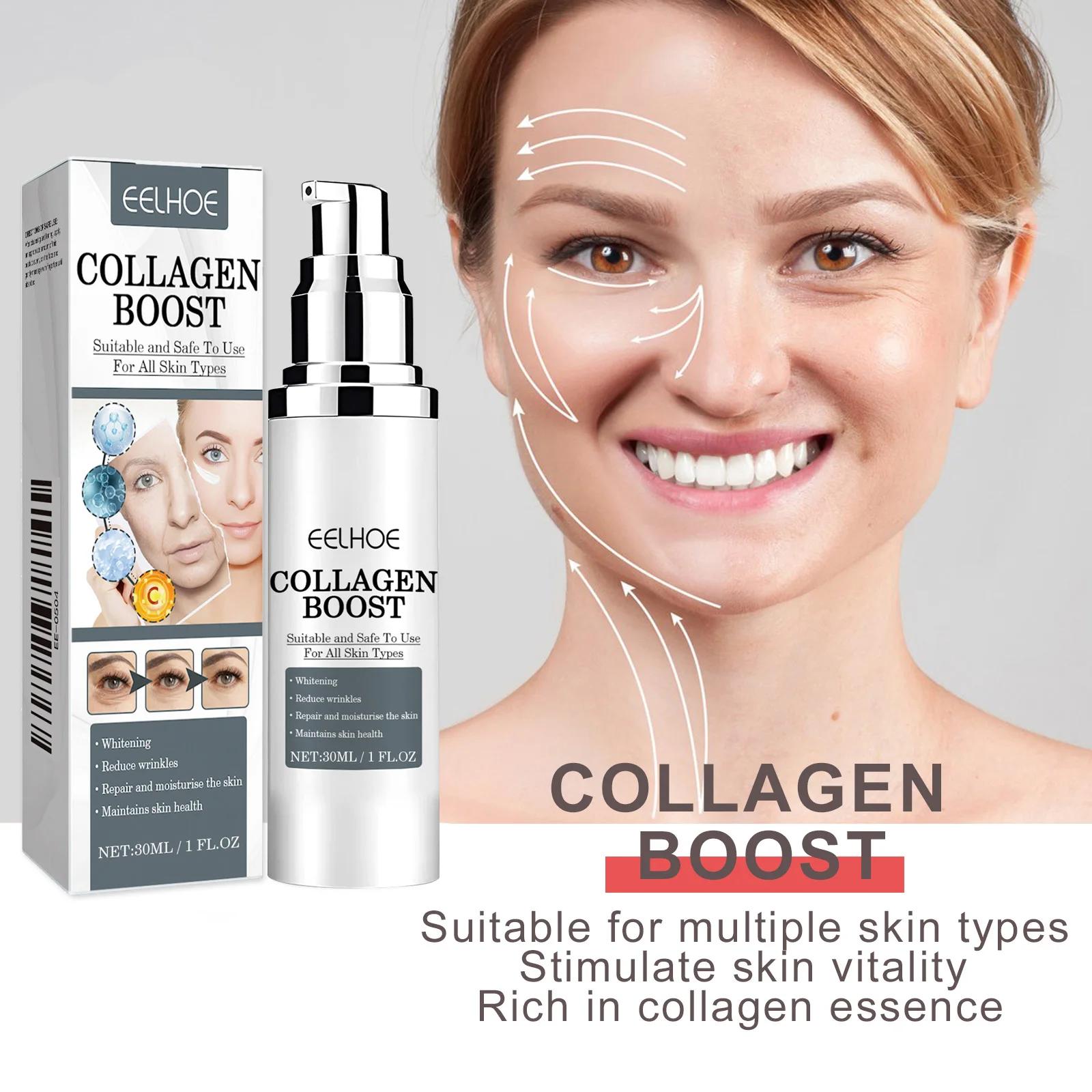 Collagen Face Cream Anti Aging Wrinkle Reduction Moisturizer for Women Firming & Lifting Cream to Brighten Skin Ton 30ml image 6