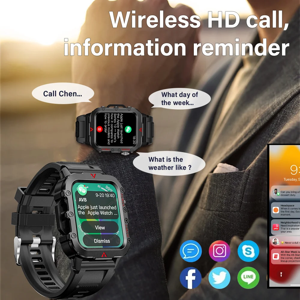 スマートフォン本体 LAXASFIT WATCH LAXASFIT 男性スポーツスマートウォッチ 1.71 画面血中酸素 Bluetooth