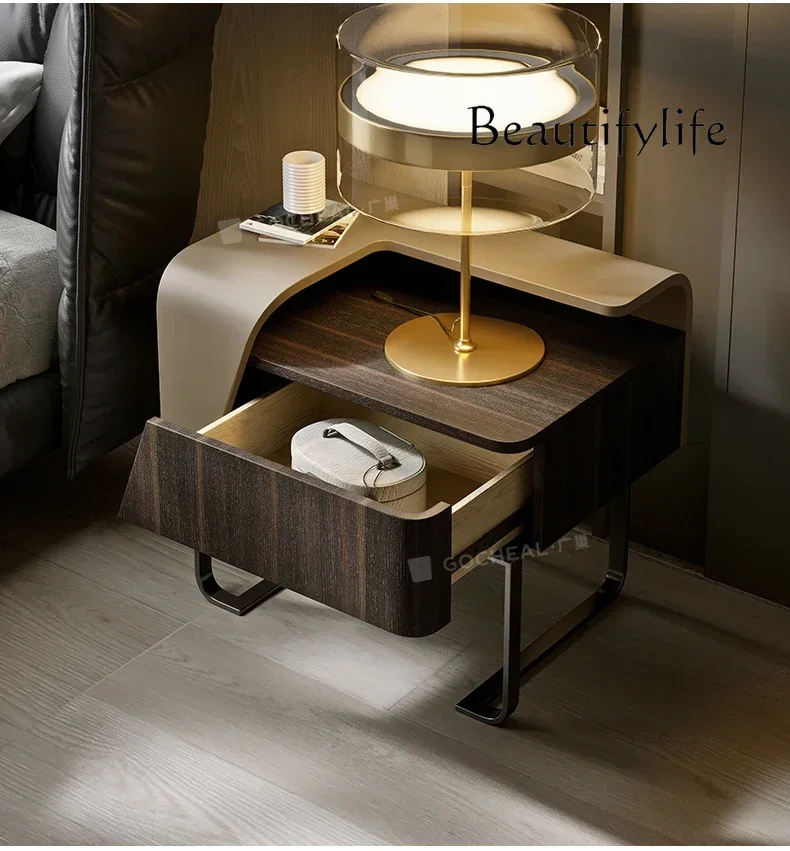 

yj9 New bedside table Italian minimalist light luxury bedroom small bedside table creative storage locker
