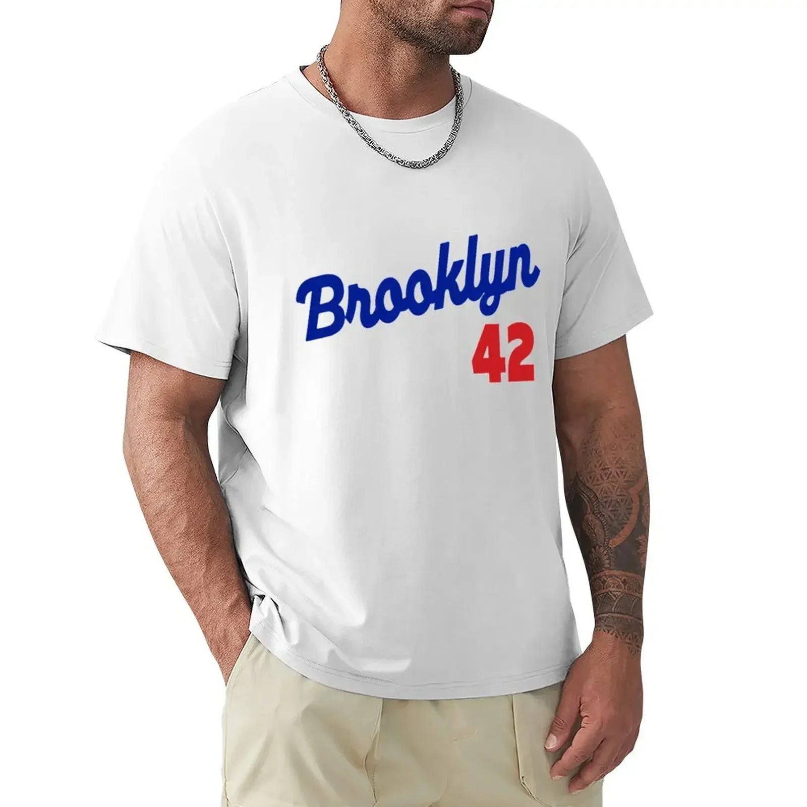 Camiseta hombre, verano et gráfico, noir et blanc uni, Brooklyn Dodgers 42