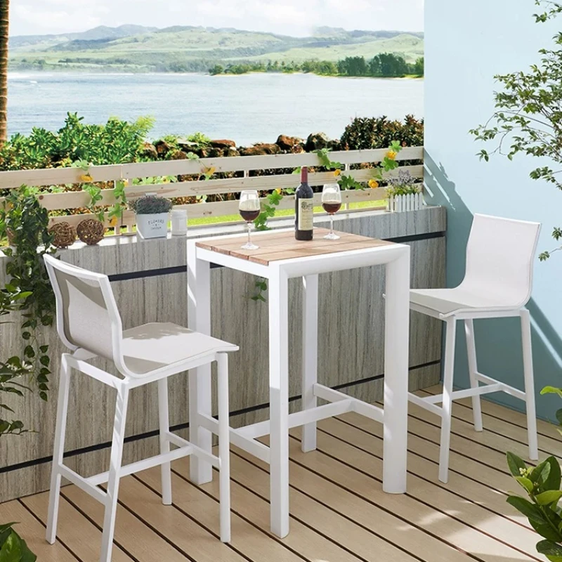 Bar Chair High Bar Chair Solid Wood High High Stool Cafe Bar Stool Outdoor Balcony