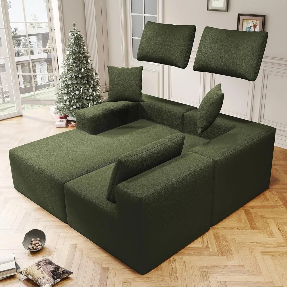 

108" Cloud Sectional Couch with L-Shape Chaise,4 Seat Modern Modular Sofa with Deep Seat, Upholstered Couches for Living Room