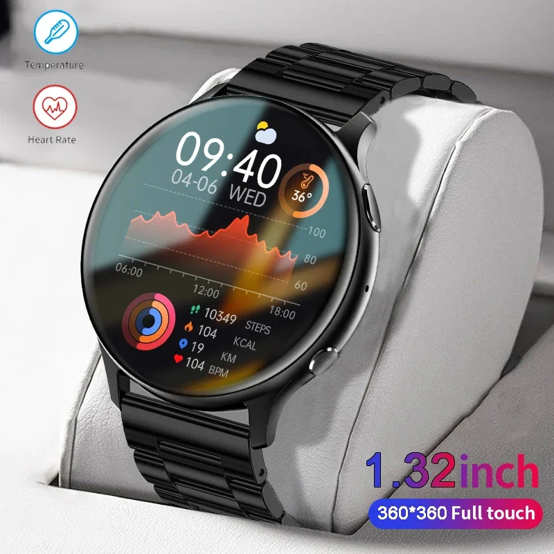 New 1.32inch New Body Temperature Smart Watch Men HD 360*360 Screen Answer Call Dial Call Smartwatch For Samsung Xiaomi Watches