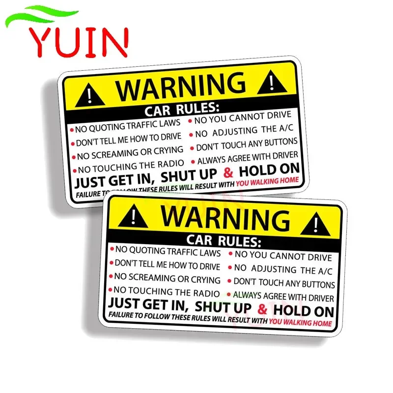 

2 X 10 *6cm Cars Safety Warning Rules Car Sticker Personality PVC Body Decoration Auto Accessories Waterproof Sunscreen Decal