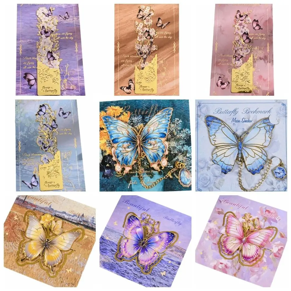 Hollow Out Butterfly Bookmark Vintage Flower Painting Metal Bookmark Exquisite Craft Metal Bookmark Book Lovers