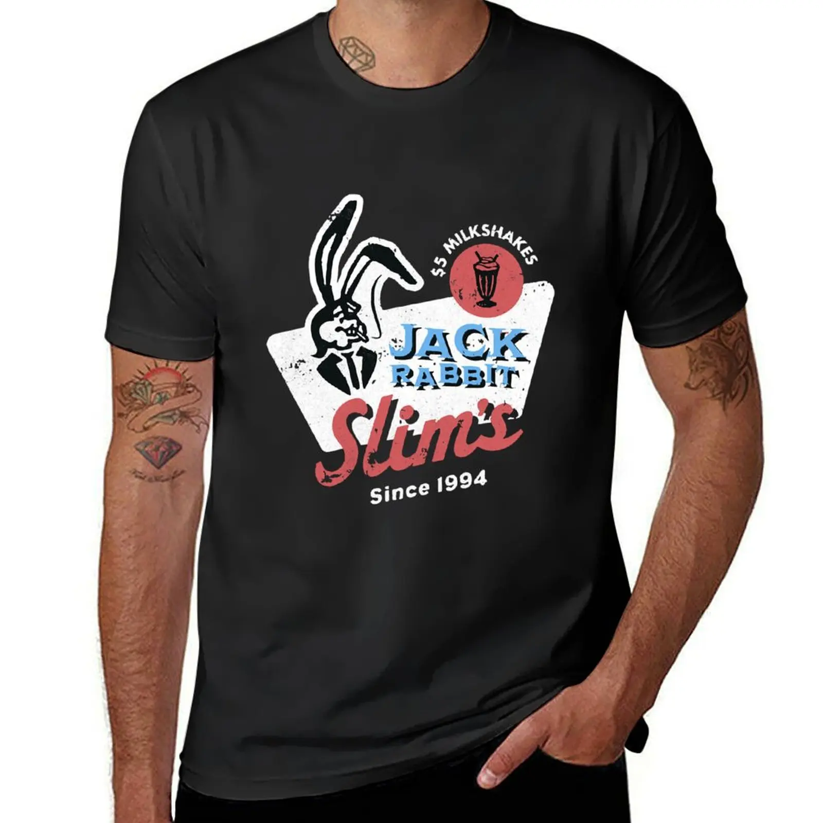 Camiseta de Jack Rabbit para hombre, camisa de Pulp Fiction Movie Since 1994, Slims de Jack Rabbit, camiseta de restaurante en blanco