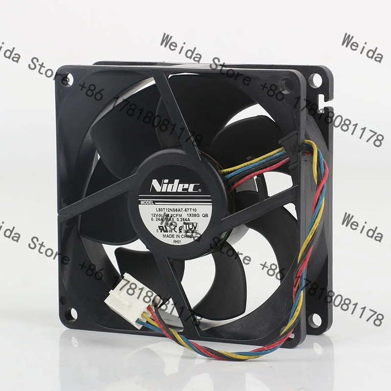 NIDEC 8 cm 8CM 4-pin intelligent temperature-controlled 80X80X25MM cooling fan L80T12NS6A7-57T10