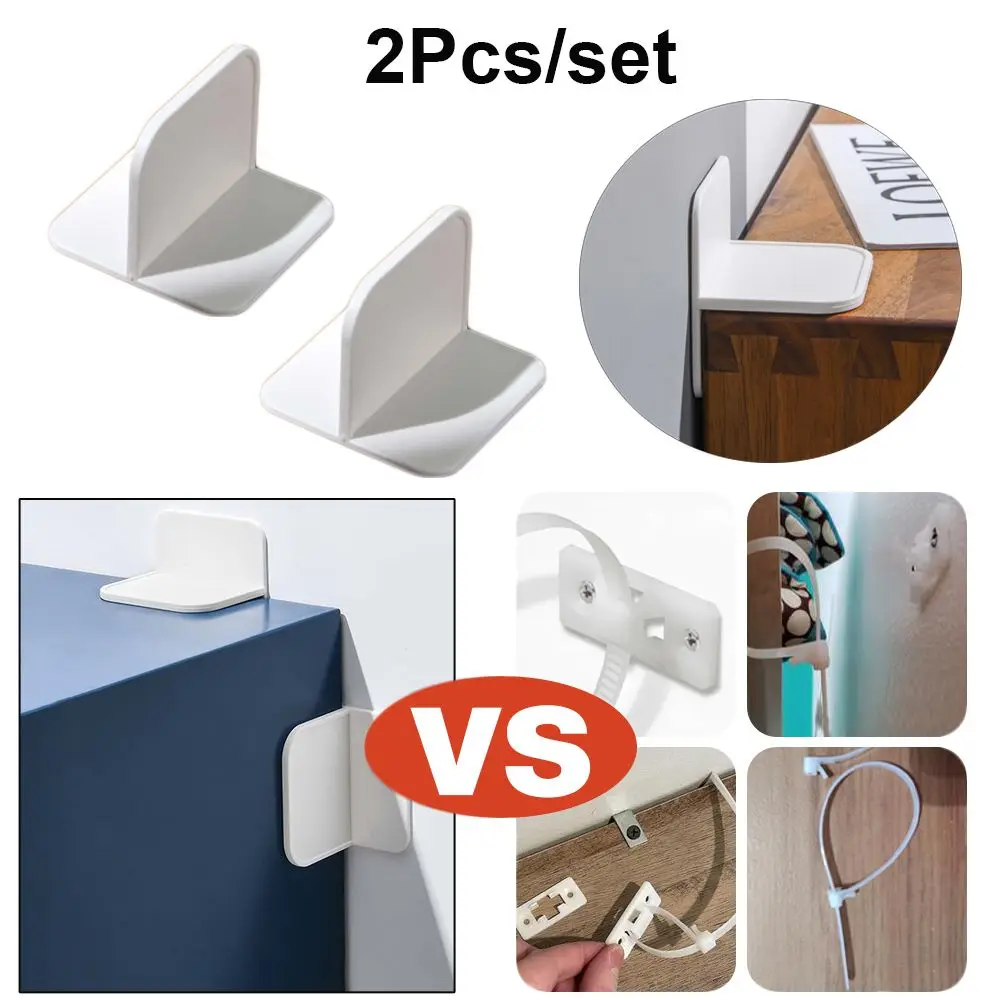 Kids Safety Baby Care Self-Adhesive Cabinet Lock Anti-tip Wall Holder Furniture Stabilizer Anti-overturning Fixed Clip