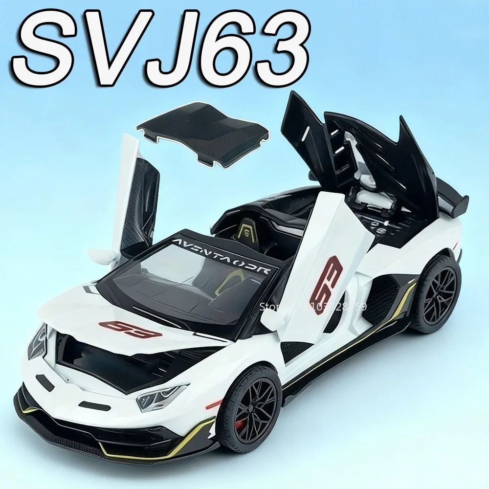 Modèle de voiture de sport SVJ63 Sian, échelle 1:32, jouets en alliage moulé sous pression, son et lumière, portes ouvertes, pneus en caoutchouc, Collection de supercars