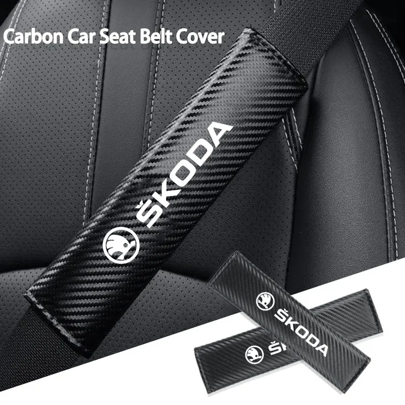 

2Pcs Carbon Fiber Seat Belt Shoulder Cover Protection Pads for Skoda VRS Octavia Kamiq Kodiaq Karoq Superb Fabia Rapid Auto