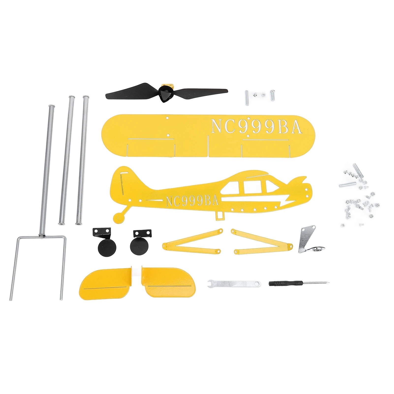 Airplane Weathervane Metal Rotating Wind Spinner for Outdoor Yard Garden Sculpture Yellow