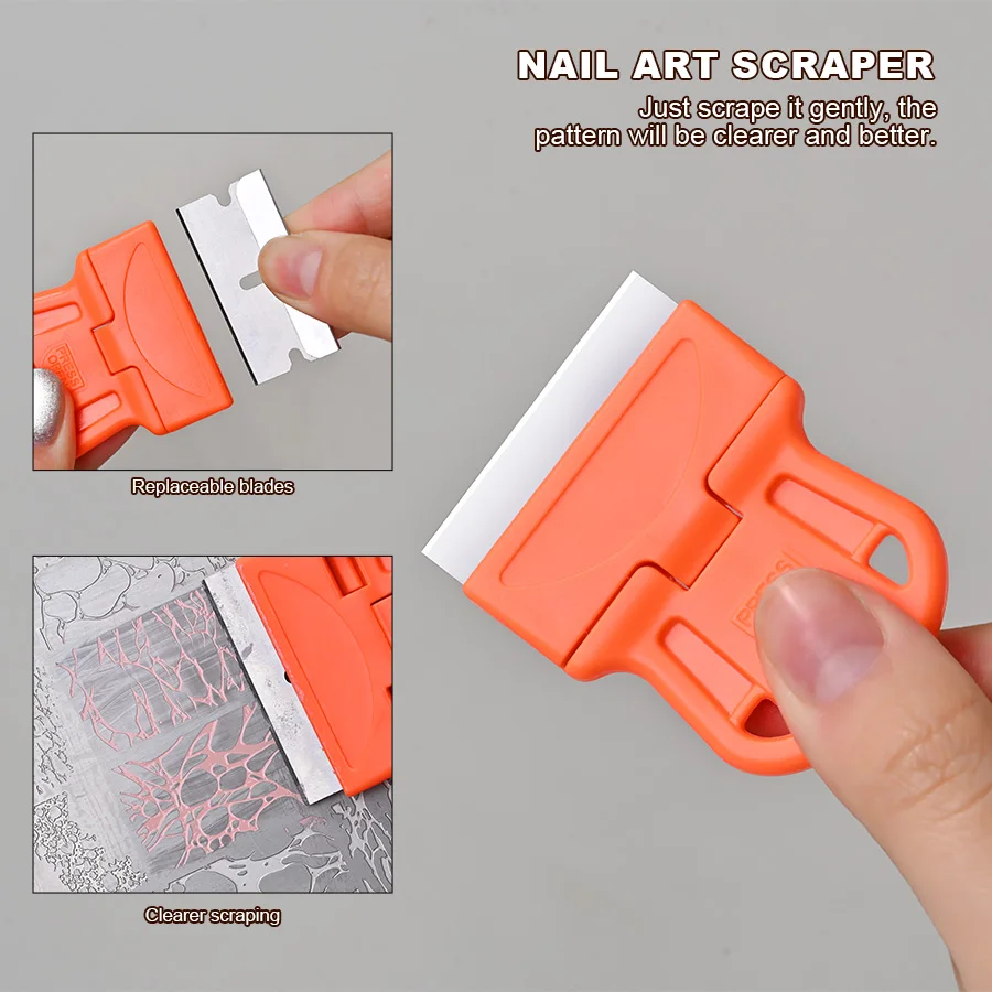 

Nail Art Scraper French Manicure Stamp With Scraper Removable Cleaning Shovel Glue Stickers Tools For Nail Art Accessories