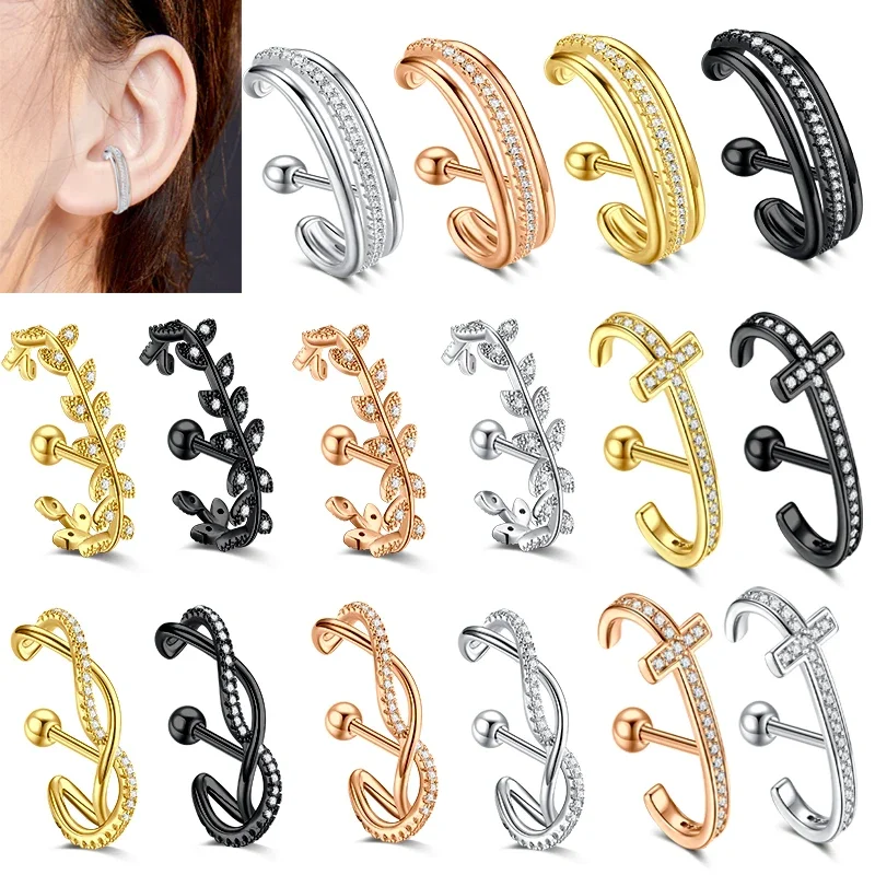 Right Grand ASTM F136 Titanium 16G Flower Leaf Labret Monroe Cartilage Helix Piercing Stud Earrings