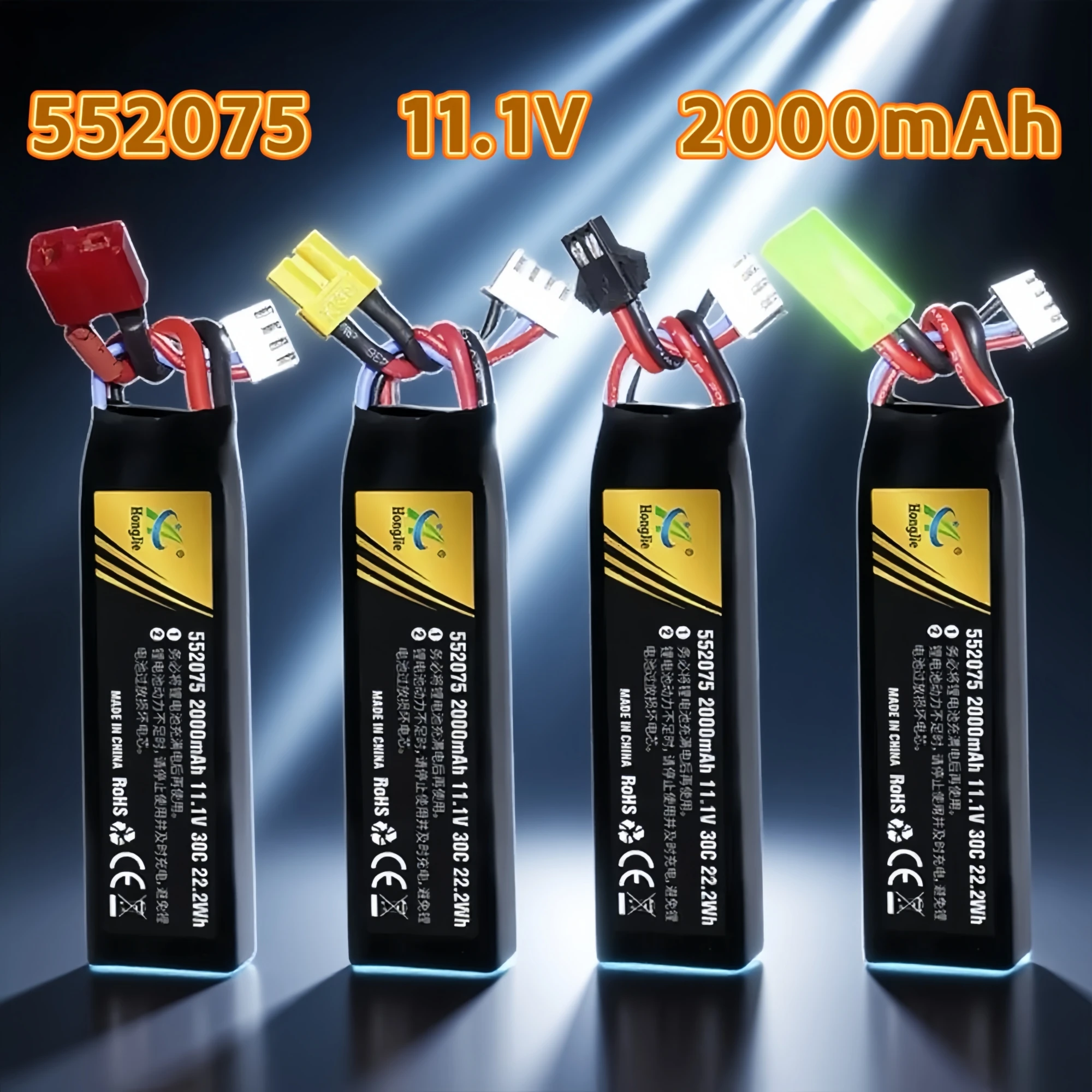 Bateria lipo 552075 para pistola de água airsoft 11.1v 2000mah com plugue sm t xt30 tamiya para câmeras de vídeo digitais soft bullet gunt