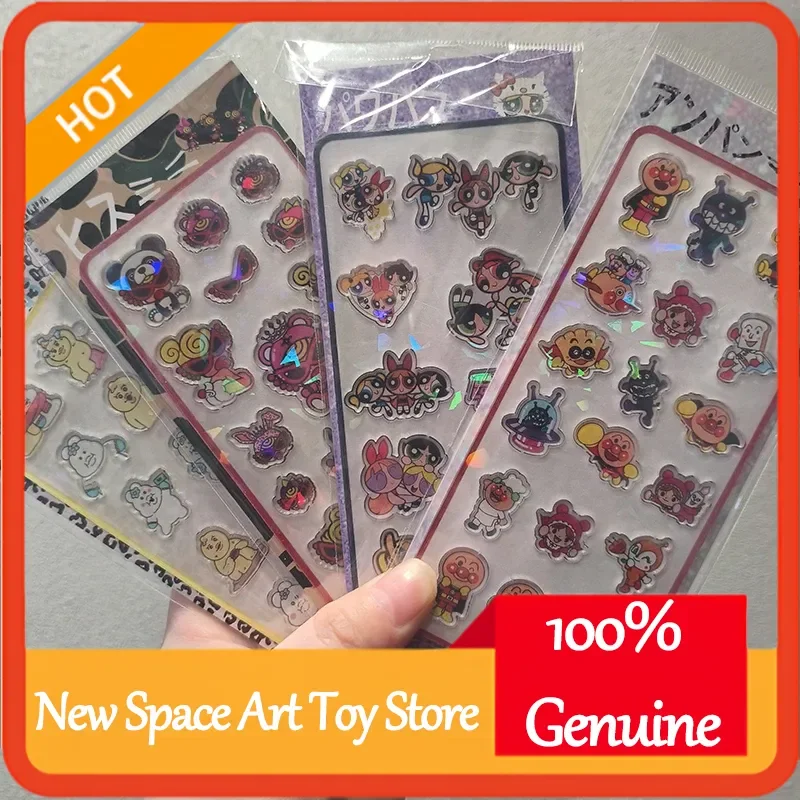 

New 3D Holographic Laser Acrylic Stickers The Powerpuff Girls Anpanman 4-20pcs Kawaii Kids Gift Diy Phone Case Decoration Toy