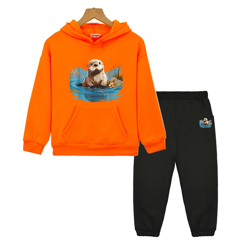 أطفال ملابس Monterey Bay حوض السمك البحر قضاعة هوديي جاكيت من الصوف البلوز الخريف 2 قطعة البلوز بانت بنين بنات مقنعين مجموعات