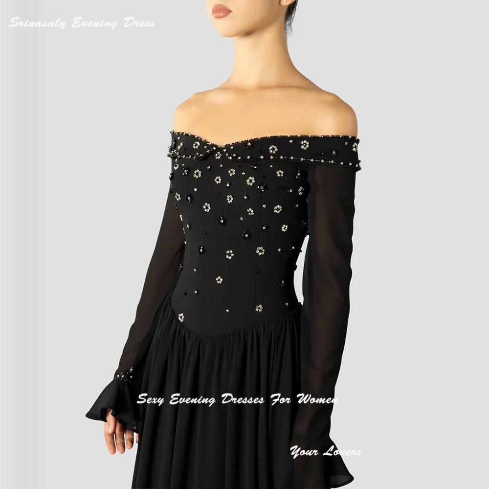 فساتين سهرة شيفون مخصصة للنساء مطوي حورية البحر فساتين سهرة فاخرة كريستال 3/4 كم فساتين كوكتيل