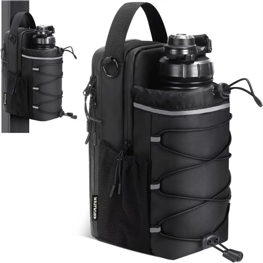 Magnetic Water Bottle Sling Bag Large Capacity Adjustable Gym Bottle Bag Portable Waterproof Crossbody Sports Bag Fitness
